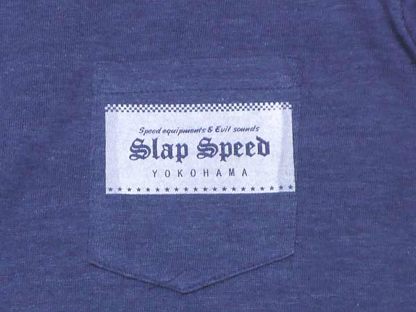 【SLAP SPEED】"BOX LOGO" Pocket T-SHIRTS Denim Blue×White