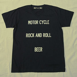 【HAMATOLA!】”Motorcycle-R&R-Beer” V-Neck T-Shirts (Black)
