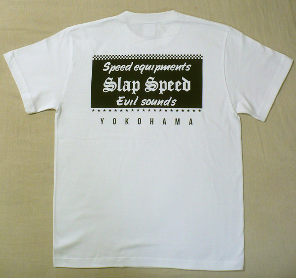 【SLAP SPEED】BOX LOGO T-Shirts White×Black Back Style
