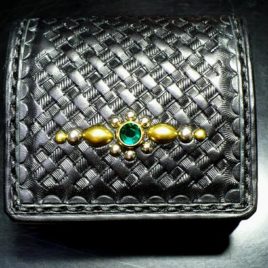 【FLAT FIELD】LEATHER COIN CASE BASKET×STUDS×GREEN
