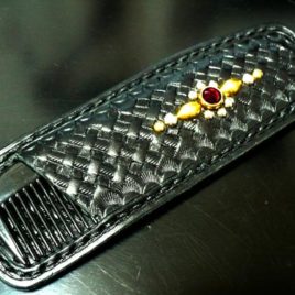 【FLAT FIELD】”LEATHER COMB CASE” BASKET×STUDS×RED
